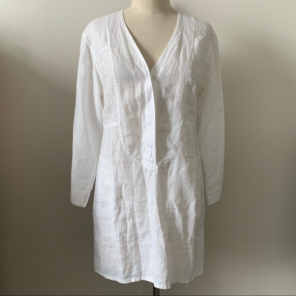 Strenesse Blue White Linen Tunic Dress